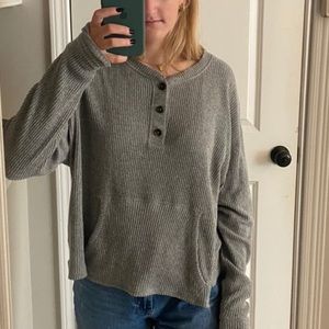Grey long sleeve Henley top